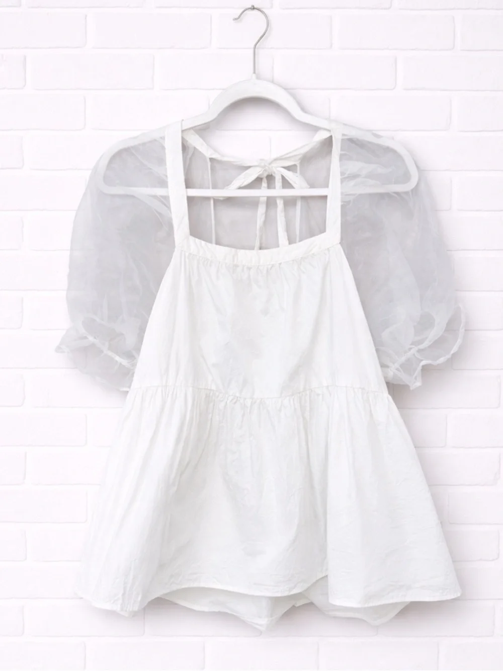 Pomander Place Tinsley Top Blouse Sheer Puff Sleeve Tuckernuck Bride Peplum